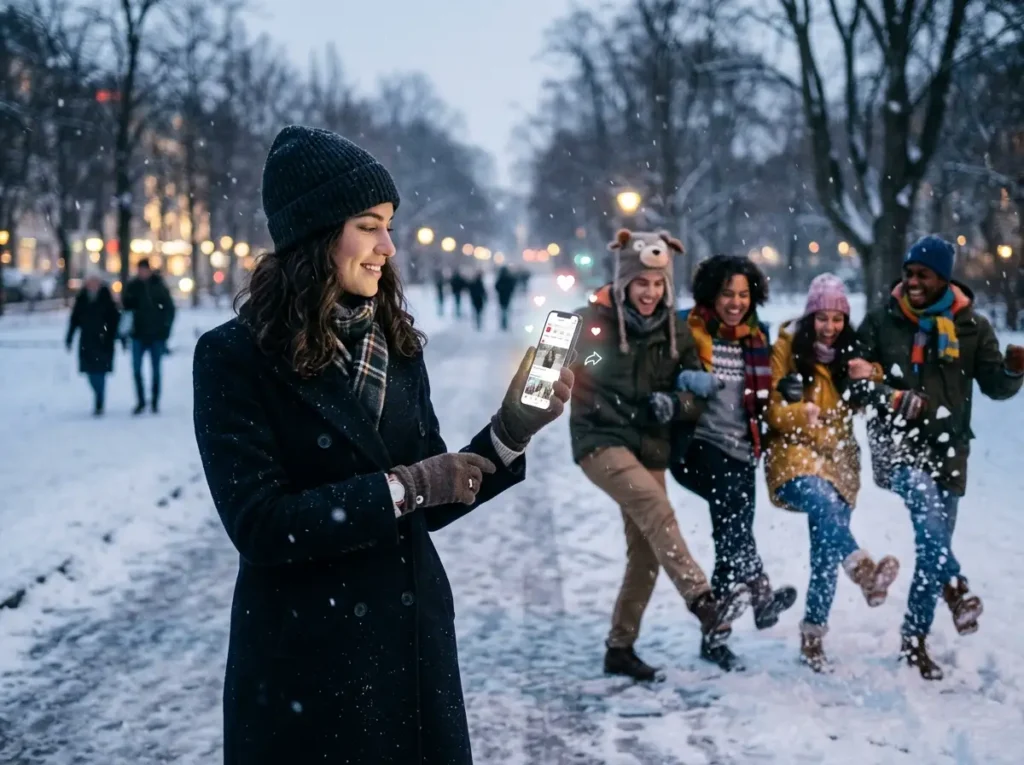 symbolbild zu schneewalze leonie und social media neugier
