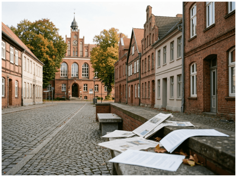 Gina Hanauer Güstrow Artikel mit symbolischer Aufnahme der Stadt Güstrow und journalistischem Hintergrund